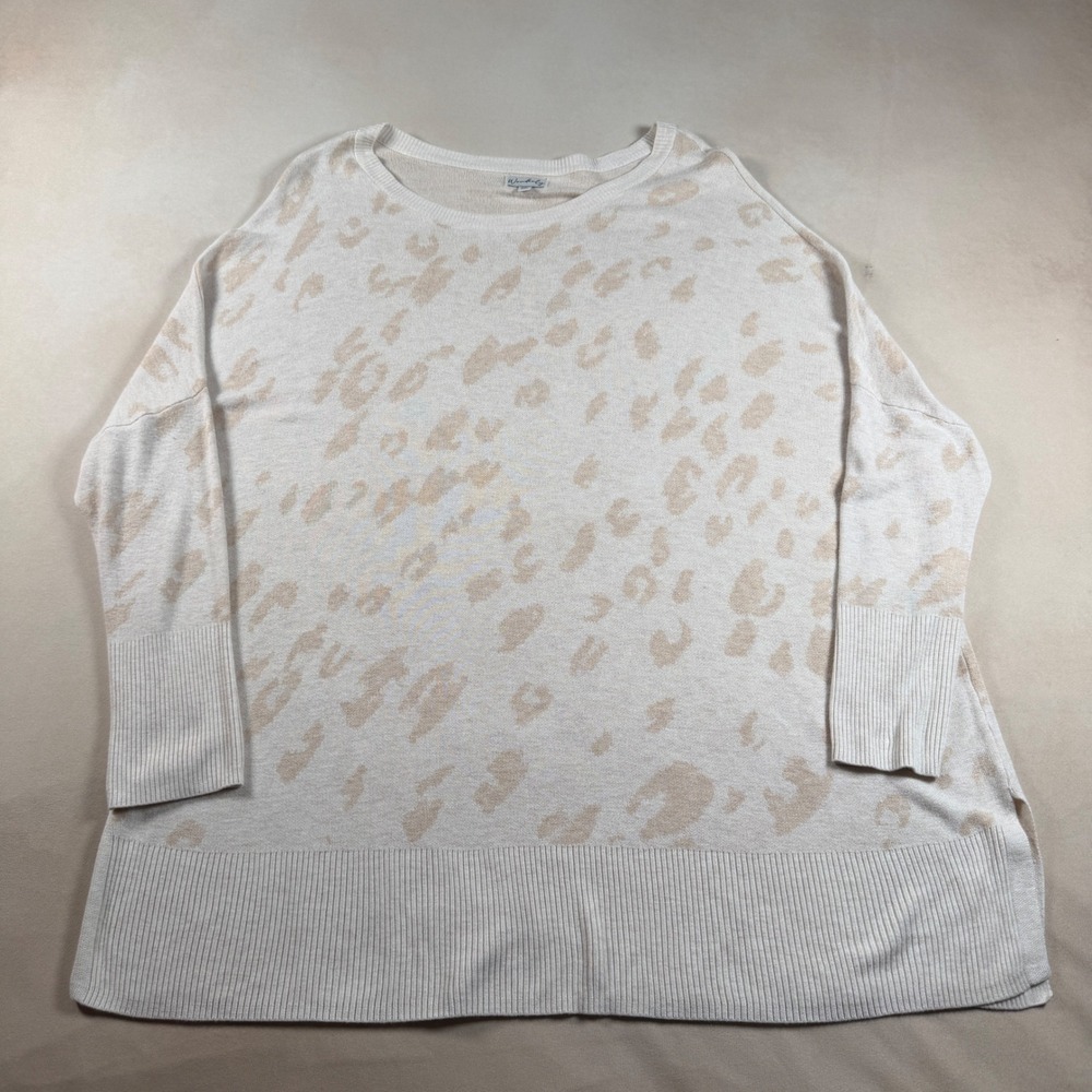 Wonderly XXL Beige Leopard Print Oversized Dolman Sleeve Sweater Animal Print